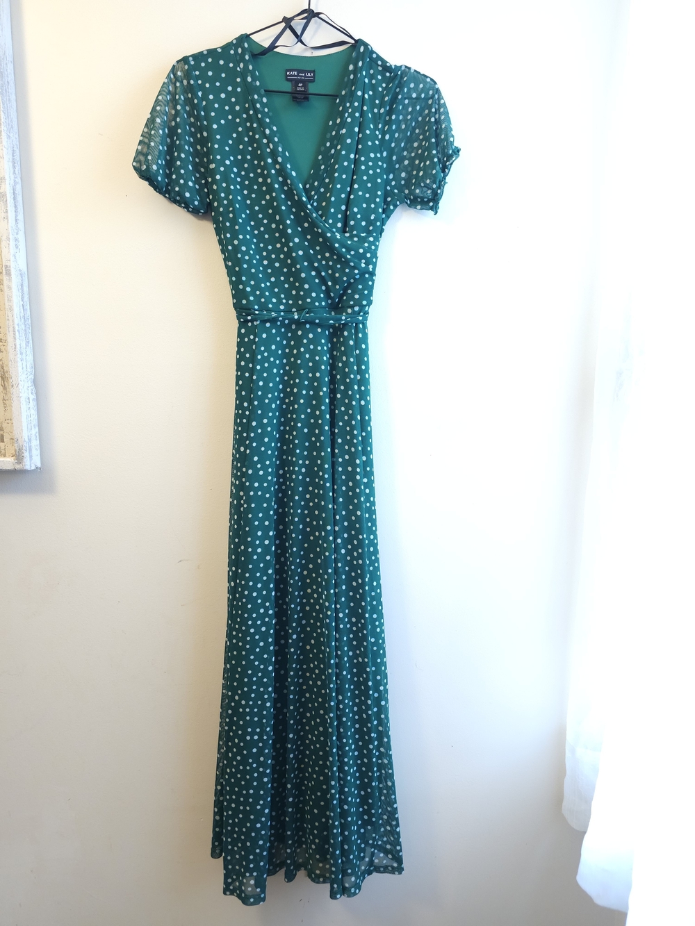 Ann Taylor Teal Polka Dot Wrap Maxi Dress